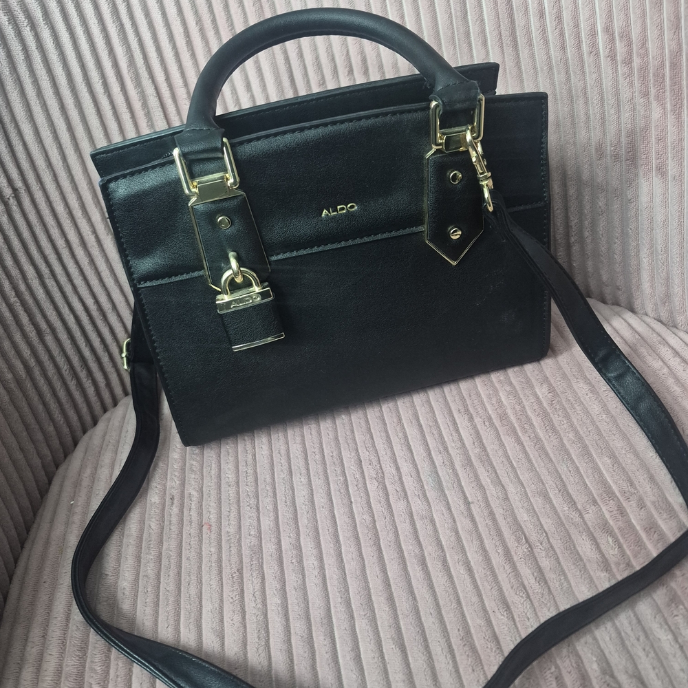 Aldo Black and Gold Satchel